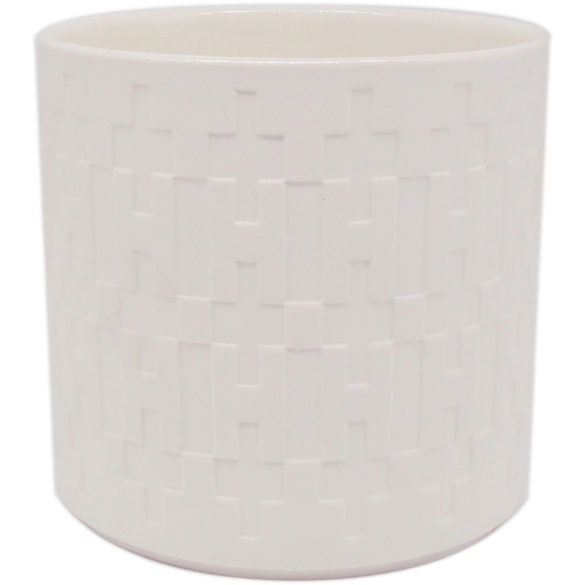 Set of 2 Matte White Ceramic Cache Pot Planter, 3.5"