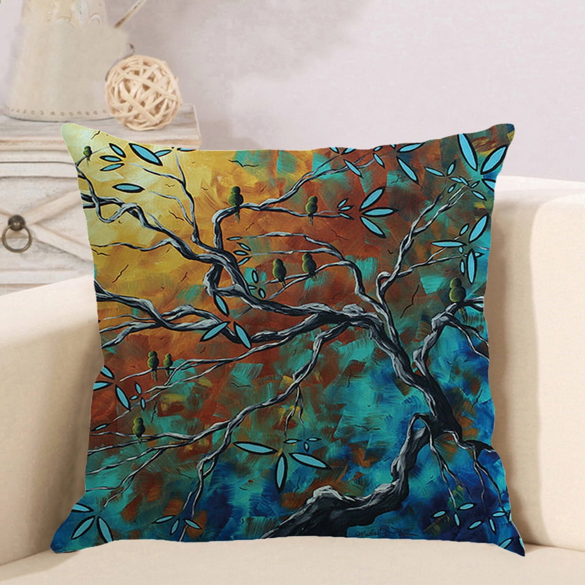 New 18/" Cotton Linen Pillow Case Cover Sofa Waist Throw Cushion Cover Home Decor