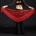 thumbnail image 2 of Bufanda para Danza Del Vientre Bufanda Triangular con Lentejuelas Brillantes Y rojo jinwen Bufanda de la cadera de la danza del vientre, 2 of 4