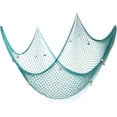 thumbnail image 1 of eZAKKA Decorative Fish Netting, Fishing Net Decor, 79 x 59 Inch Ocean Pirate Beach Theme Party Home Decorations, Mediterranean Style Decor Nautical Decorative Fish Net with Sea Shells, Turquoise, 1 of 7