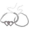 thumbnail image 1 of 2pcs Rhinestone Anklet Chain Heart Anklet Bracelets Heart Shaped Anklets Women Jewelry, 1 of 8