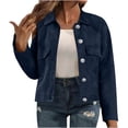 thumbnail image 4 of FAIWAD Jackets for Women Casual Lapel Collar Button Down Oversized Vintage Shackets Trendy Fall Winter Coat, 4 of 9
