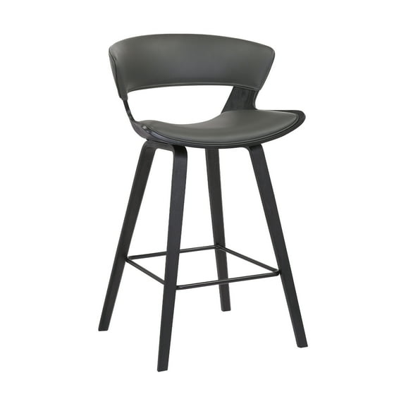 Jagger Modern 26" Black Wood and Gray Faux Leather Counter Height Barstool