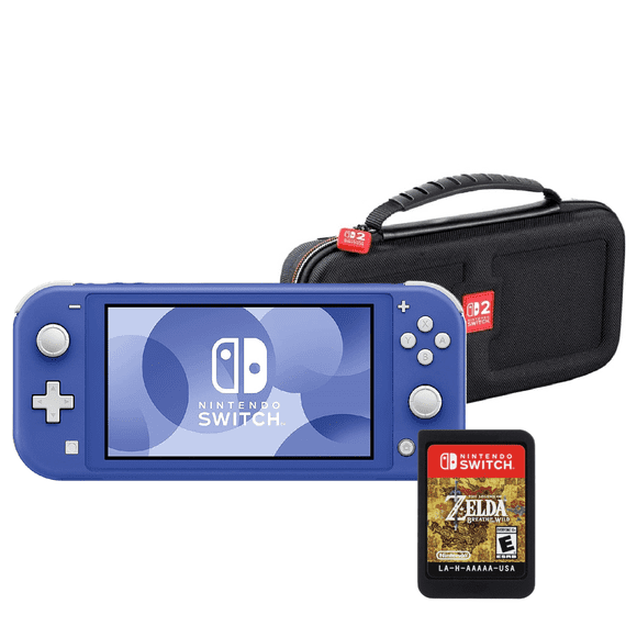 Nintendo Switch Lite Gaming Console with Legend of Zelda Breath of Wild and Retrofam Carry Case, Blue (Refurbished)