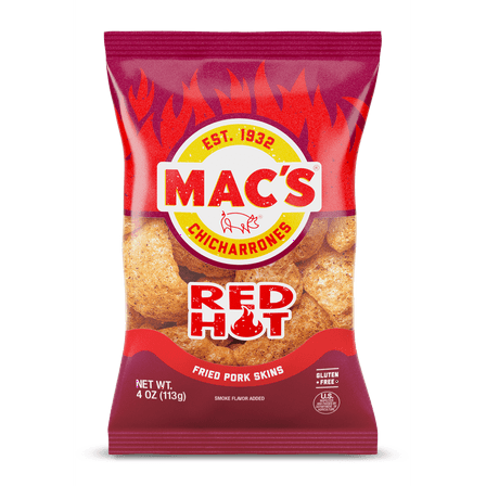 Mac's Hot Fried Pork Skins, 4 oz Bag