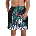 thumbnail image 2 of Uemuo Hungry Tyrannosaurus Pattern Men's Swim Trunks Hawaiian Beach Bathing Suit Swimsuits Beach Quick-Dry Shorts with Pockets-3X-Large, 2 of 9