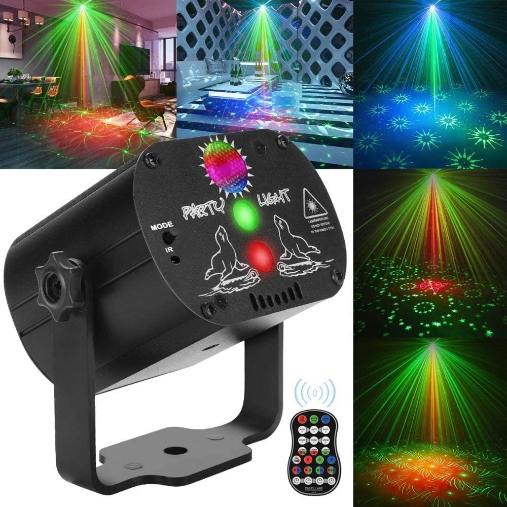 Laser Lights,DJ Disco Stage Party Lights Sound Activated RGB Led Projector Time Function with Remote Control for Christmas Halloween Decorations Gift Birthday Wedding Karaoke KTV Bar 