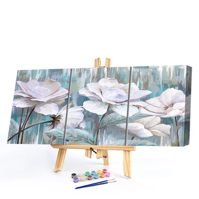Cuadros Decorativos Kit de pintura por números DIY flor blanca mano aceite arte imagen artesanía decoración (B2143)