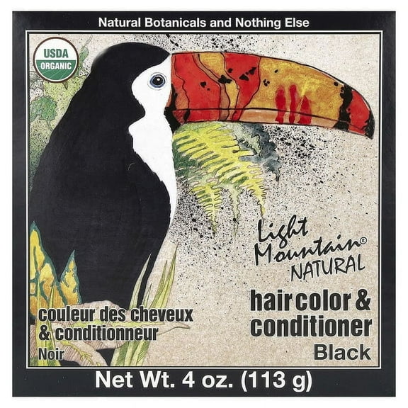Light Mountain, Natural Hair Color & Conditioner, Black, 4 oz