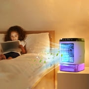 Portable Air Conditioner, Mini Evaporative Cooler with 900ML Tank, 3 Speeds, 2-Level Mist, 7-Color Light, USB Personal Fan for Home Office