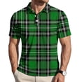 thumbnail image 3 of Garbnen Polo Shirt for Men Short Sleeve Plaid Color Block Collared Men's Henley Shirts Lightweight Breathable Casual Summer Beach Vacation Men Golf Shirt Green 4XL, 3 of 7
