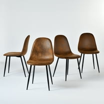 Homy Casa Dining Chair Set of 4, Fabric Suede Dining Room Side Chairs with Metal Legs for Living Room, Brown