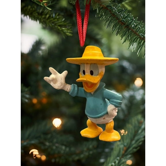 Ornament Farmer Donald Duck Pheasant Vintage Figure Figurine Charm 2” Rare Pvc