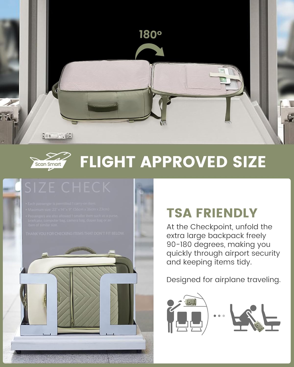Lovevook Travel Backpack Men Women, 40L Expandable Carry-On Luggage Backpack Set Airline Approved, Larger Personal Item Travel Bag Suitcase Weekender Overnight Bag