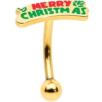 Body Candy 16G Steel Bright 8mm Eyebrow Jewelry Cartilage Tragus Conch Rook Merry Christmas Bar Eyebrow Ring 5/16”