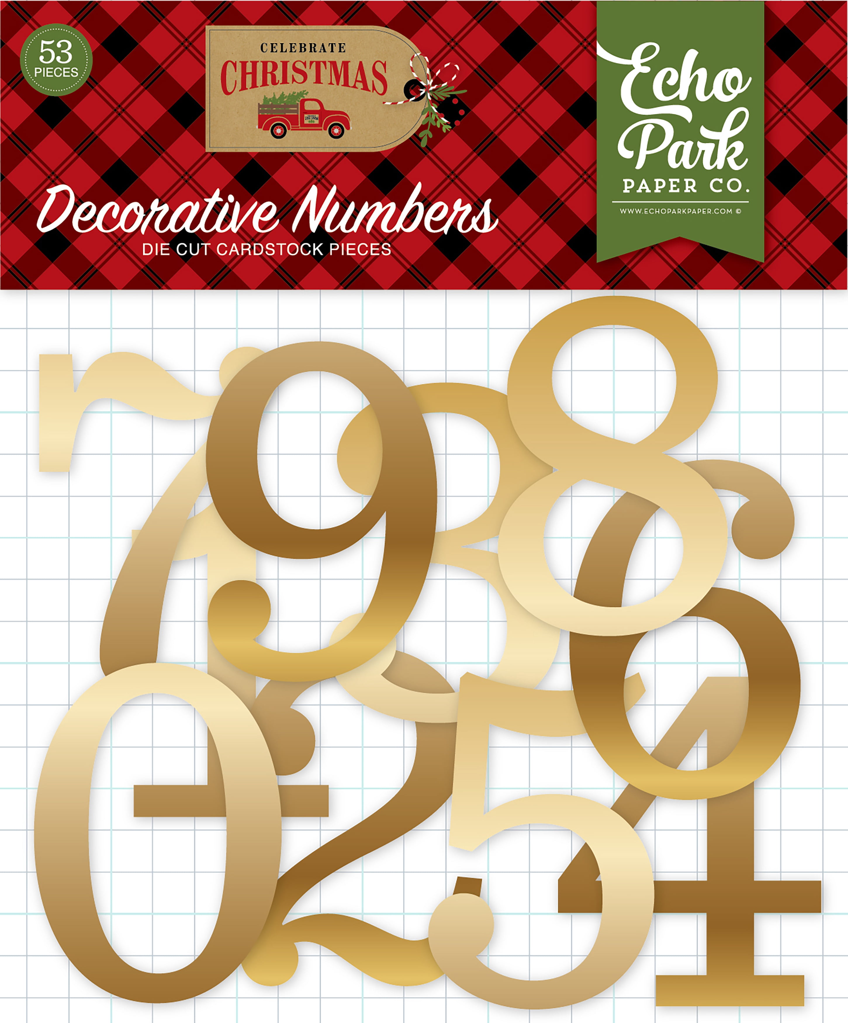 Celebrate Christmas Cardstock Die Cuts 53 Pkg Decorative Numbers W Gold 