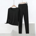 thumbnail image 2 of MGDXOX Women's Soft Modal 2 Piece Lounge Set Long Sleeve V-Neck Top High Waist Leggings Comfortable Stretchy Sleepwear Black XL, 2 of 5