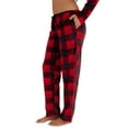 thumbnail image 2 of Womens Ladies Plush Fleece PJ Pajama Pants, Red / Black Plaid - 2 , Size L, 2 of 2