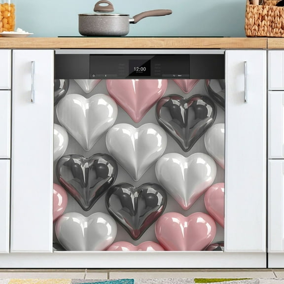 Ryvnso Hearts Dishwasher Magnetic Refrigerator Magnet Cover Kitchen Home Decorative 23"x26"