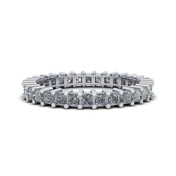 Natural 1.25Ct Princess Cut Diamond Shared Prong Women's Anniversary Wedding Eternity Band Ring Solid 950 Platinum G SI1