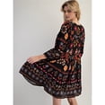 thumbnail image 4 of Vestido Corto Estampado de Larga con Cuello en V para Mujer, Estilo Bohemio Informal y Holgado, Ideal para la Playa. Negro M, 4 of 9