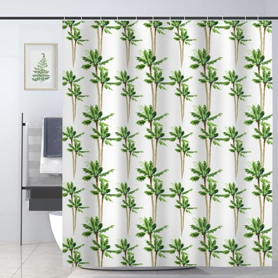 JOOCAR Palm Tree Shower Curtain for Bathroom Decoration Fabric Shower Curtain set with 12 Hooks,72x72