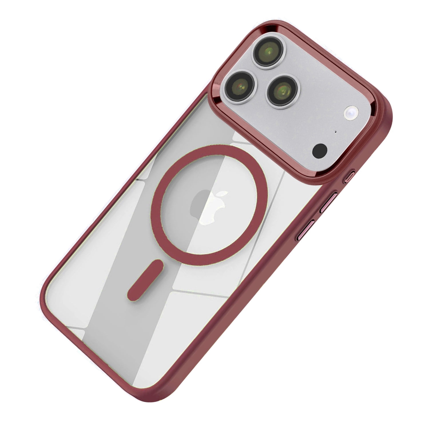 Crystal Transparent Magnetic Cover for iPhone 17 Pro Max - Red