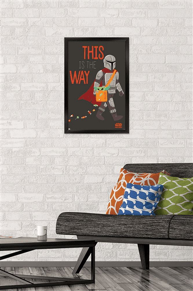 Star Wars: The Mandalorian - Mando Trick Or Treat Wall Poster, 14.725" x 22.375", Framed