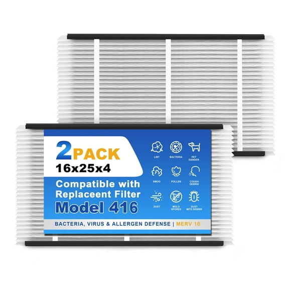 SNAPZY 416 410 413 Replacement Filter Compatible with AprilAire Air Purifier 1410 1610 2140 2400 2410 2416 3410 4400 2400 Upgrade Kit 1413, Merv 16 Furnace Filters 16x25x4, 2-Pack