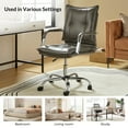 thumbnail image 6 of Faux Leather Home Office Desk Chair Adjustable Swivel Computer Chair Metal Legs Arms Backrest Task Chair Grey, 6 of 8