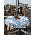 thumbnail image 2 of Outdoor Tablecloth with Umbrella Hole for Patio/Picnic/Party/Camping, Blue Coral Coastal Waterproof Table Cloth Round Cover Washable, White Summer Beach Seaside Ocean (Dia 60"), 2 of 9