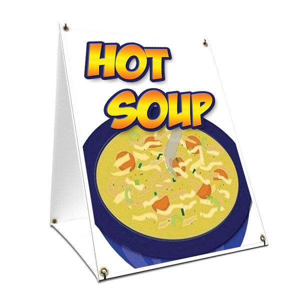 A-frame Sidewalk Hot Soup Sign With Graphics On Each Side | 18" X 24" Print Size