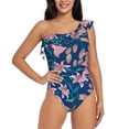 thumbnail image 4 of Daiia Lilies Flowers Women's One Piece Swimsuits Personalized One Shoulder Swimwear Asymmetric Ruffle Bathing Suits-XX-Large, 4 of 8
