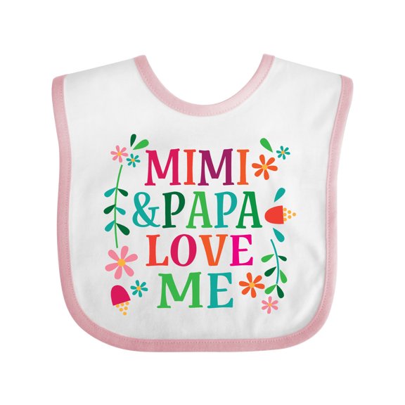 Inktastic Mimi and Papa Love Me Girls Baby Bib