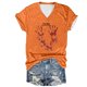 thumbnail image 1 of Tops Cortos para las Mujeres, Halloween Impreso V-Cuello Camiseta de Manga Corta, Tela de Imitación de Moda Casual, 1 of 3