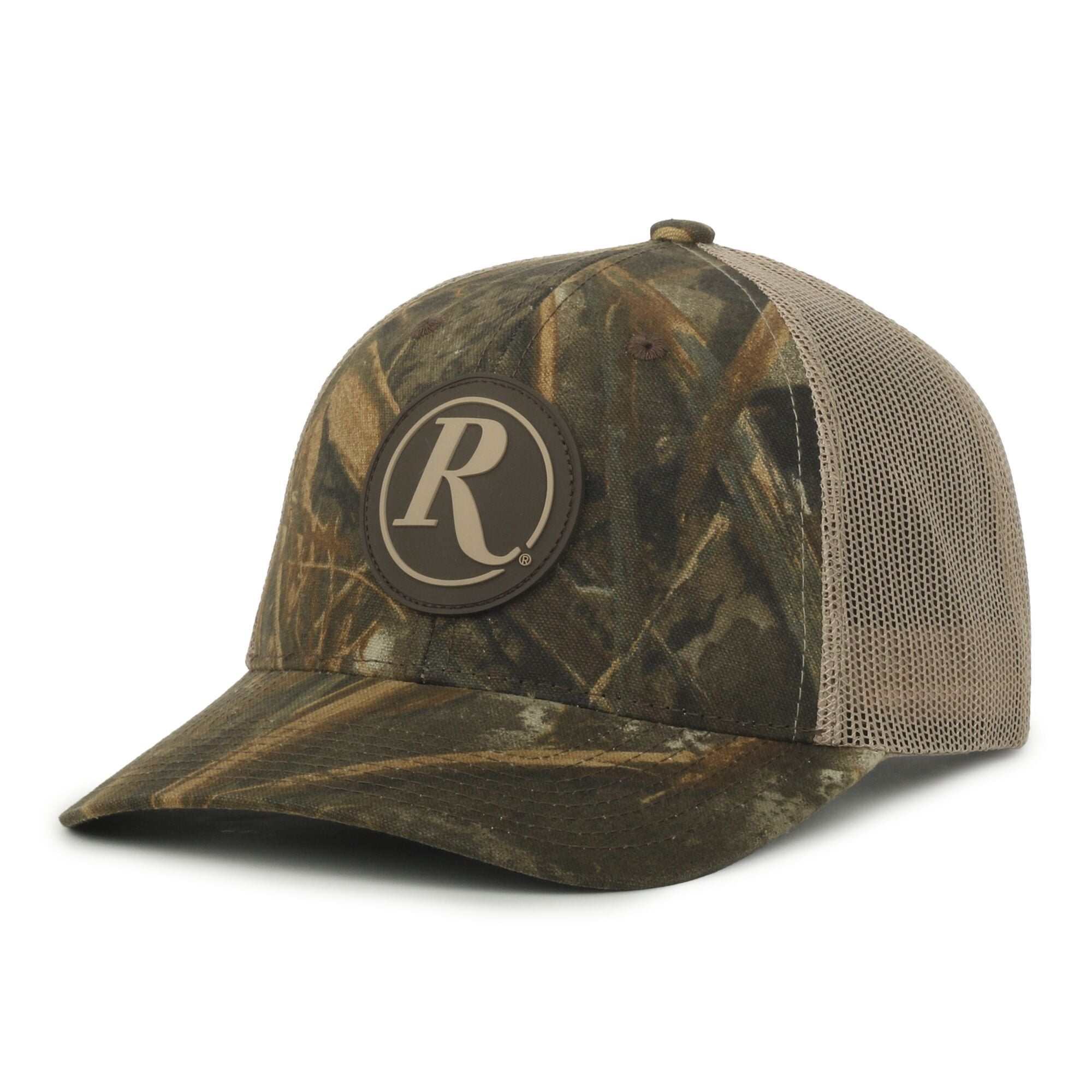 Remington Structured 6-Panel Trucker Hat – Realtree Max-7 Camo Meshback Cap with Patch Logo, One Size