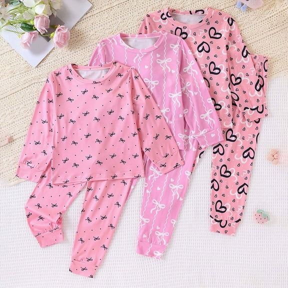 Girls Pajamas Toddler Casual Print Long Sleeve Pullover Long Pants Loungewear Set 2t 3t 4t 5t 6t Kids