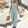 thumbnail image 6 of VBVC Women's Striped Sleeveless Jumpsuit , Spaghetti Strap Wide Leg Romper For Women , Ladies' Casual Loose One Piece Outfit with Pockets,Green,S-2XL, 6 of 7