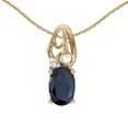 thumbnail image 1 of 10k Yellow Gold Oval Sapphire And Diamond Pendant with 16" Chain, 1 of 3