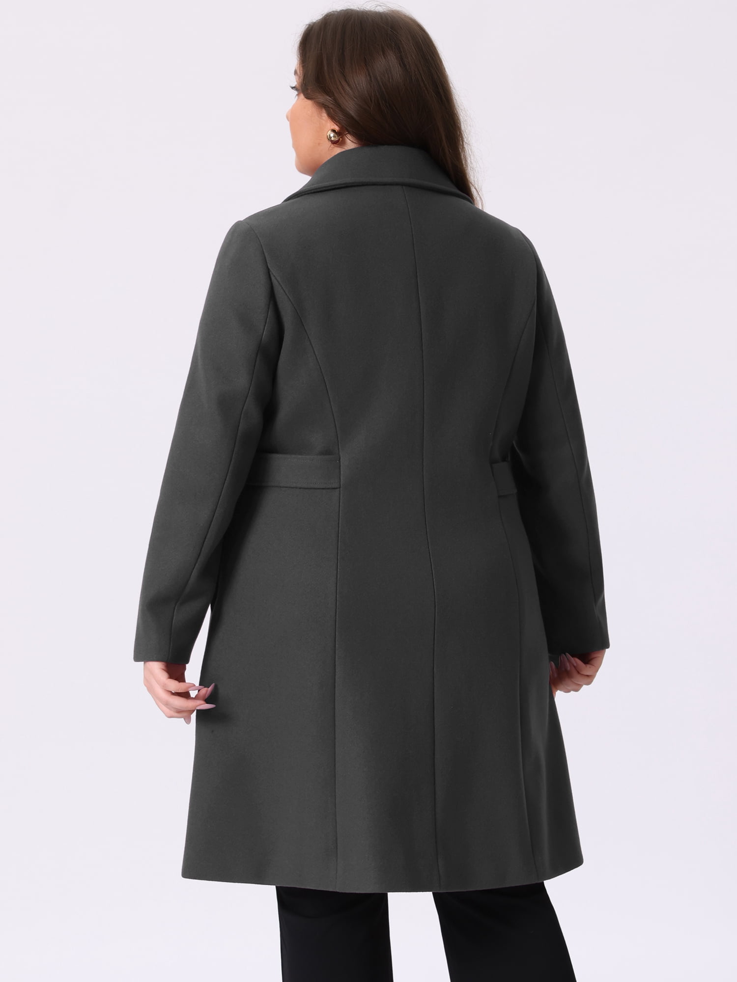 DARING DIVA Women's Plus Size Long Sleeve Utility Overcoat 3X Gray Black