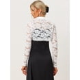 thumbnail image 3 of Bolero transparente de ganchillo elegante con cuello alto y hombros descubiertos de encaje para mujer Blanco L, 3 of 6