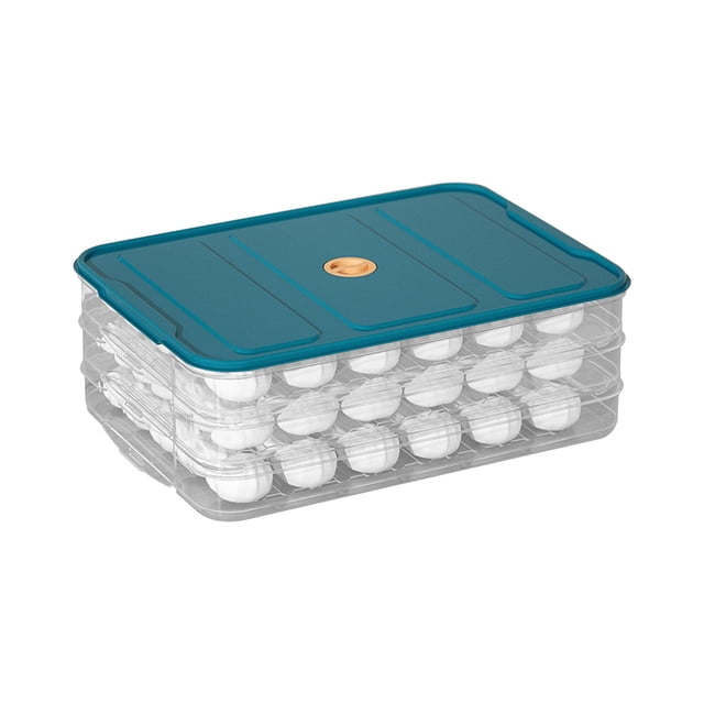 COM1950s Food Storage Containers, Dumpling Organizer Freezer Box Refrigerator Organizer Bins,Food Storage Containers with Lids Dumpling Storage Box Layer Stackable Food Storage Tray Organizer F