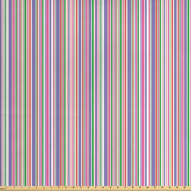 Pinstripe Fabric by The Yard, Abstract Design Vibrant Pastel Color