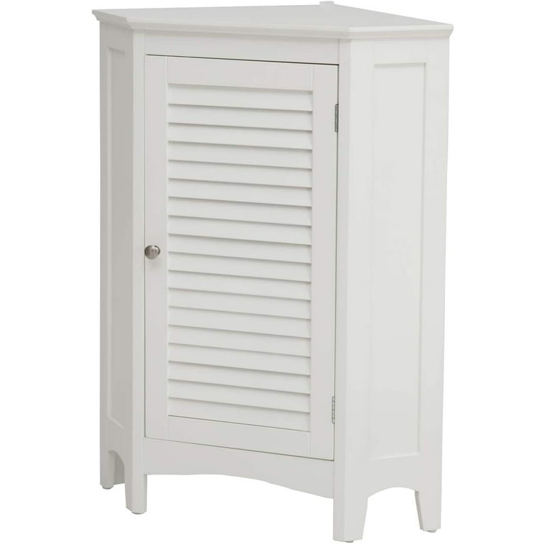 Multifunctional Tall Bathroom Corner Storage Cabinet With Two Doors,  Adjustable Shelves And Open Shelves, White - ModernLuxe