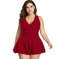 thumbnail image 1 of Traje de Baño de Talla Grande para Mujer, Vestido de Baño con Control de Abdomen de Dos Piezas con Falda Acampanada Bikini Trajes de Baño, 1 of 4