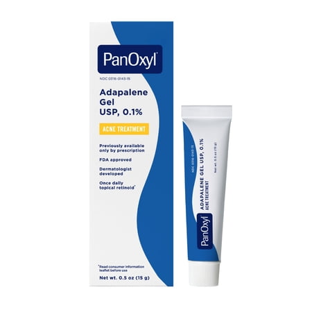 PanOxyl Adapalene 0.1% Leave-On Gel, Retinoid Acne Treatment, 0.5 oz