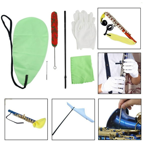 Flute Cleaning Kit, Safe Gloves Dust Removing Flute Maintenance Tool Efficient Cotton Swabs For Musical Instrument