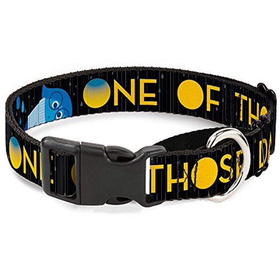 Buckle-Down Joy Poses Rain One of Those Days Black Gray Blues Yellow Disney Martingale Plastic Clip Collar
