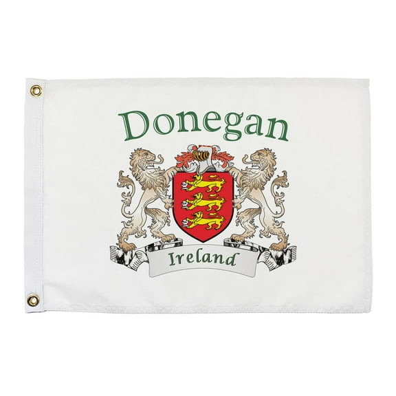 Donegan Irish Coat of Arms Small White Flag - 16"x10.5" inches