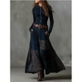 thumbnail image 6 of Xdegoge Long Sleeve Button Front Maxi Dress for Women, High Waist Pockets Patchwork Boho Dresses, 6 of 7